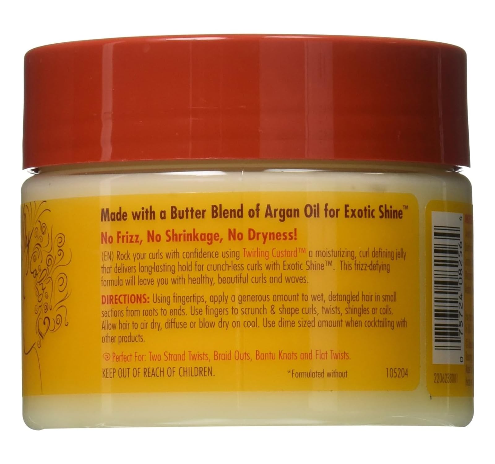 Argon Oil Curl & Hold Custard by Creme of Nature, Argan Oil of Morocco, Adds Moisture and Eliminates Frizz, 11.5 Fl Oz - Image 2