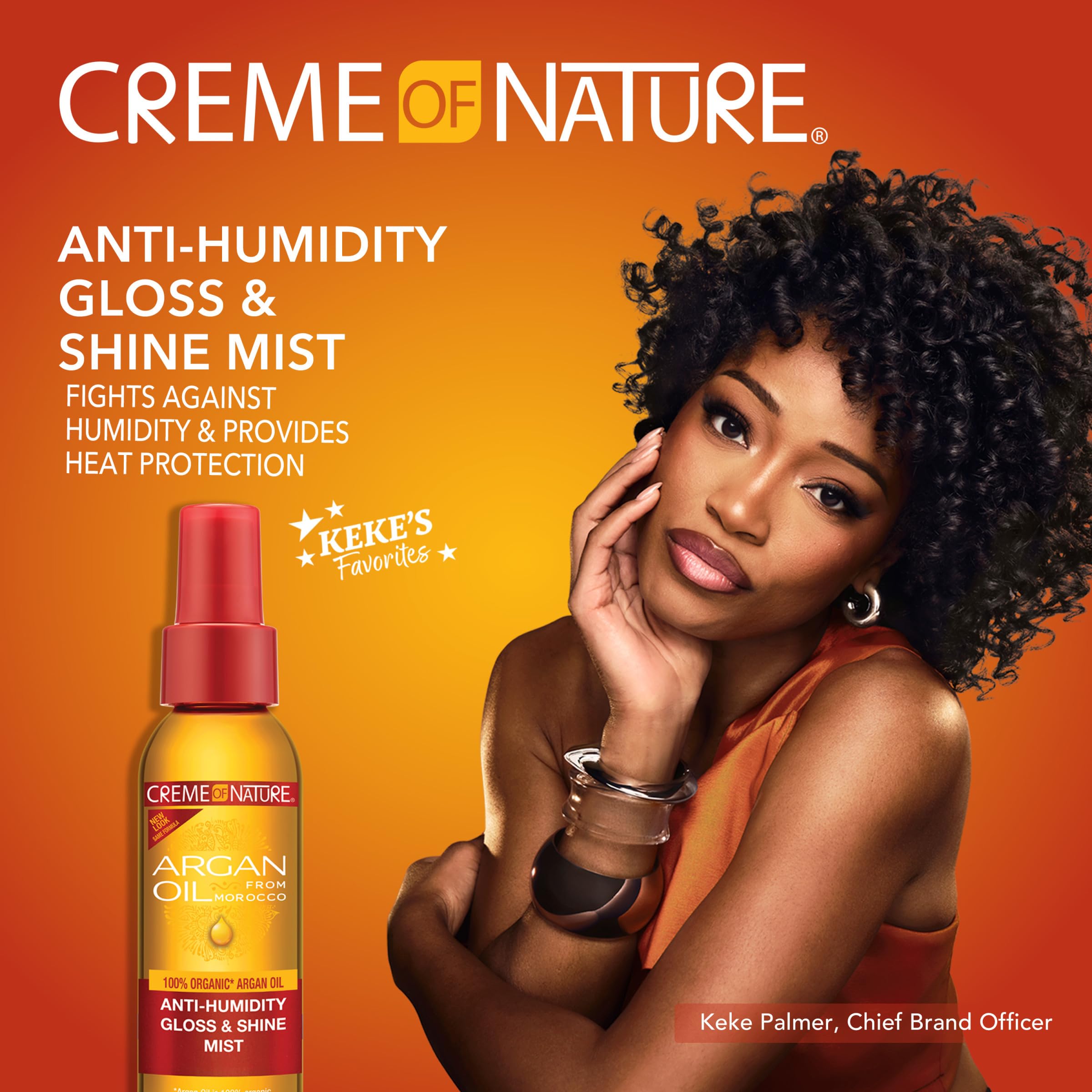 Creme of Nature Anti-Humidity Gloss & Shine Mist, Lightweight Frizz Control and Heat Protection, Infused with 100% Organic Argan Oil from Morocco, 4 oz - Image 2