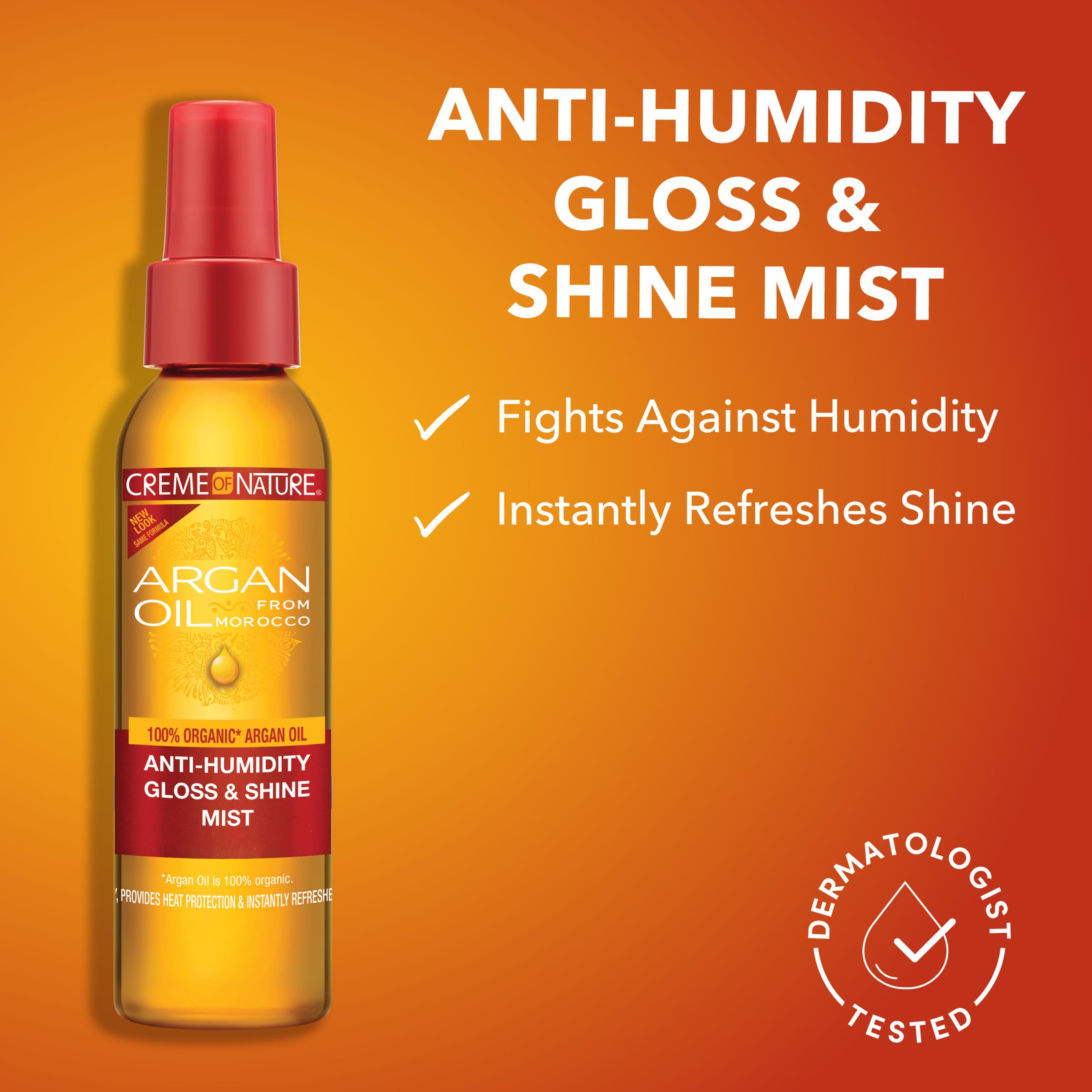 Creme of Nature Anti-Humidity Gloss & Shine Mist, Lightweight Frizz Control and Heat Protection, Infused with 100% Organic Argan Oil from Morocco, 4 oz - Image 4