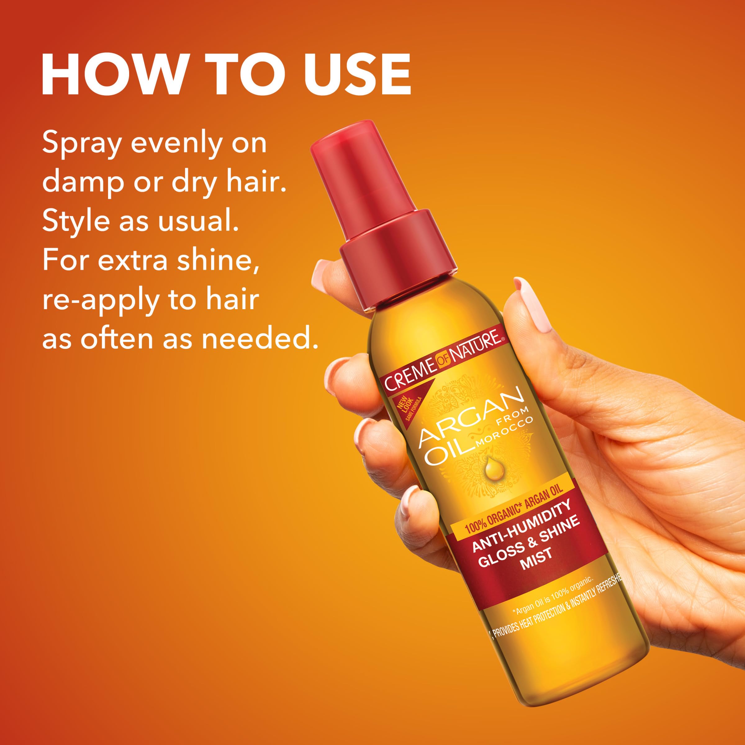 Creme of Nature Anti-Humidity Gloss & Shine Mist, Lightweight Frizz Control and Heat Protection, Infused with 100% Organic Argan Oil from Morocco, 4 oz - Image 6