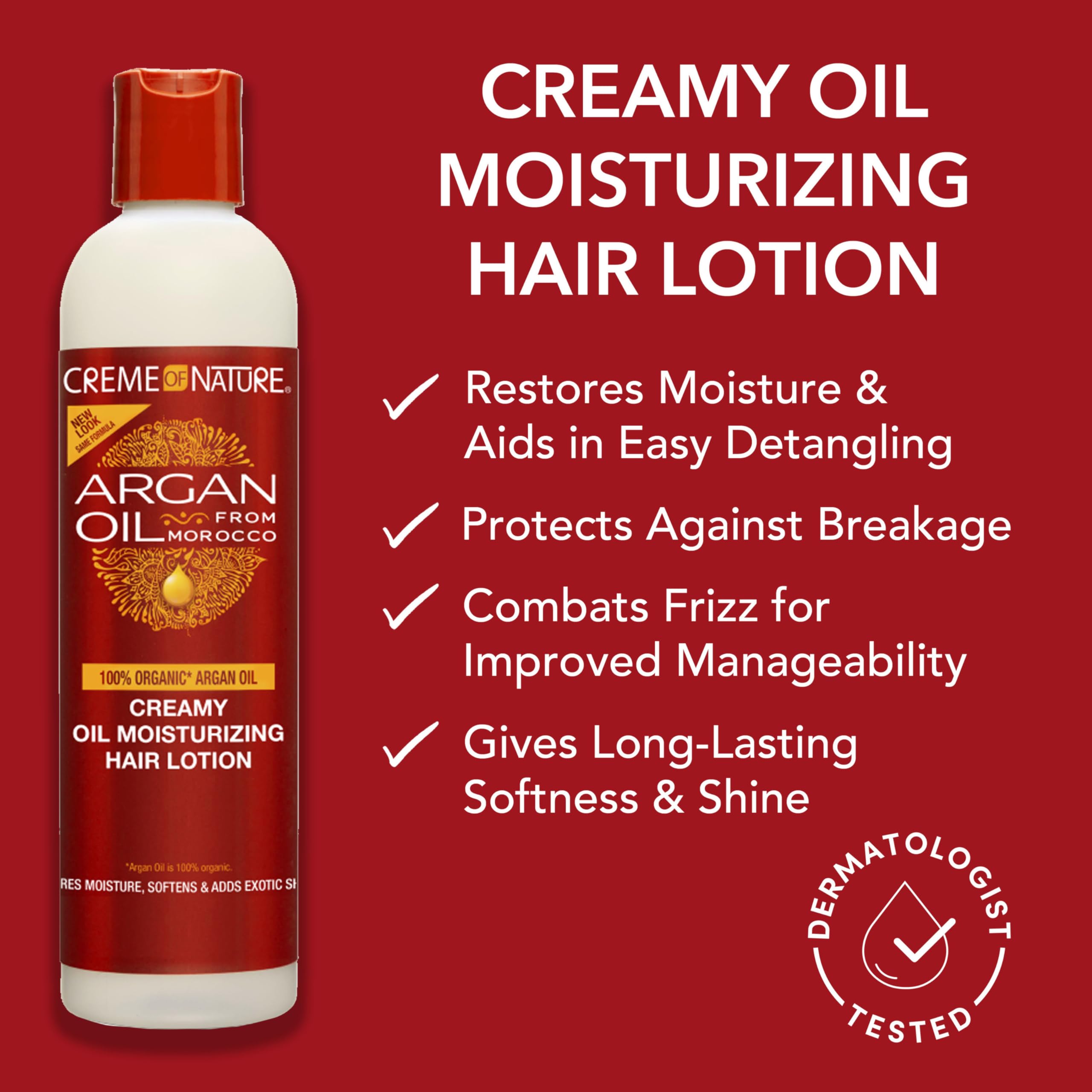 Creme of Nature Argan Oil from Morocco Creamy Oil Moisturizing Hair Lotion, Restores Moisture, Softness, Controls Frizz & Breakage, 8.45 fl oz - Image 5