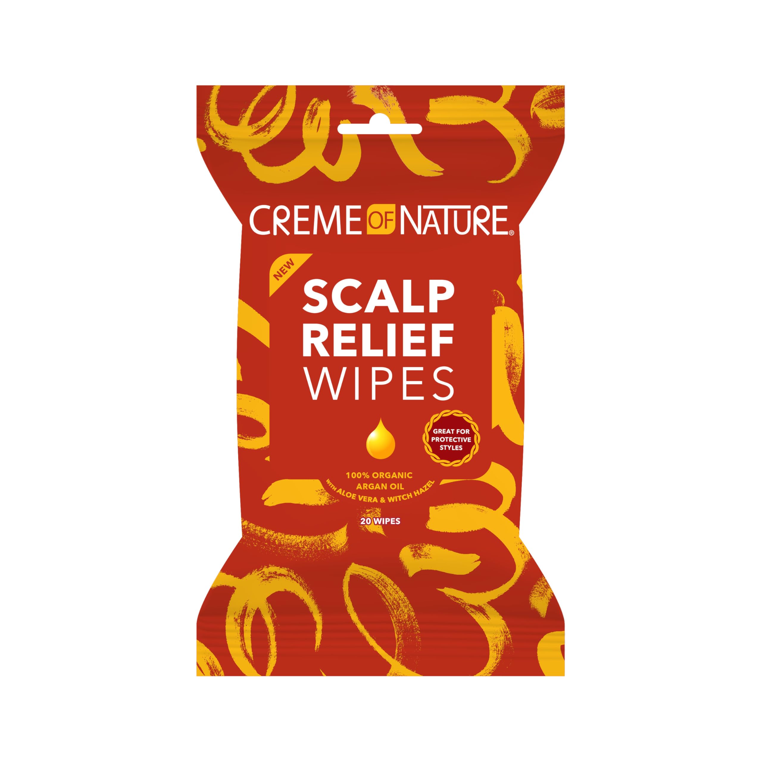 Creme of Nature Argan Oil from Morocco Scalp Relief Wipes, Moisturizing Cleanser for Dry Irritated Scalp, Braids & Locs Care, 20 count