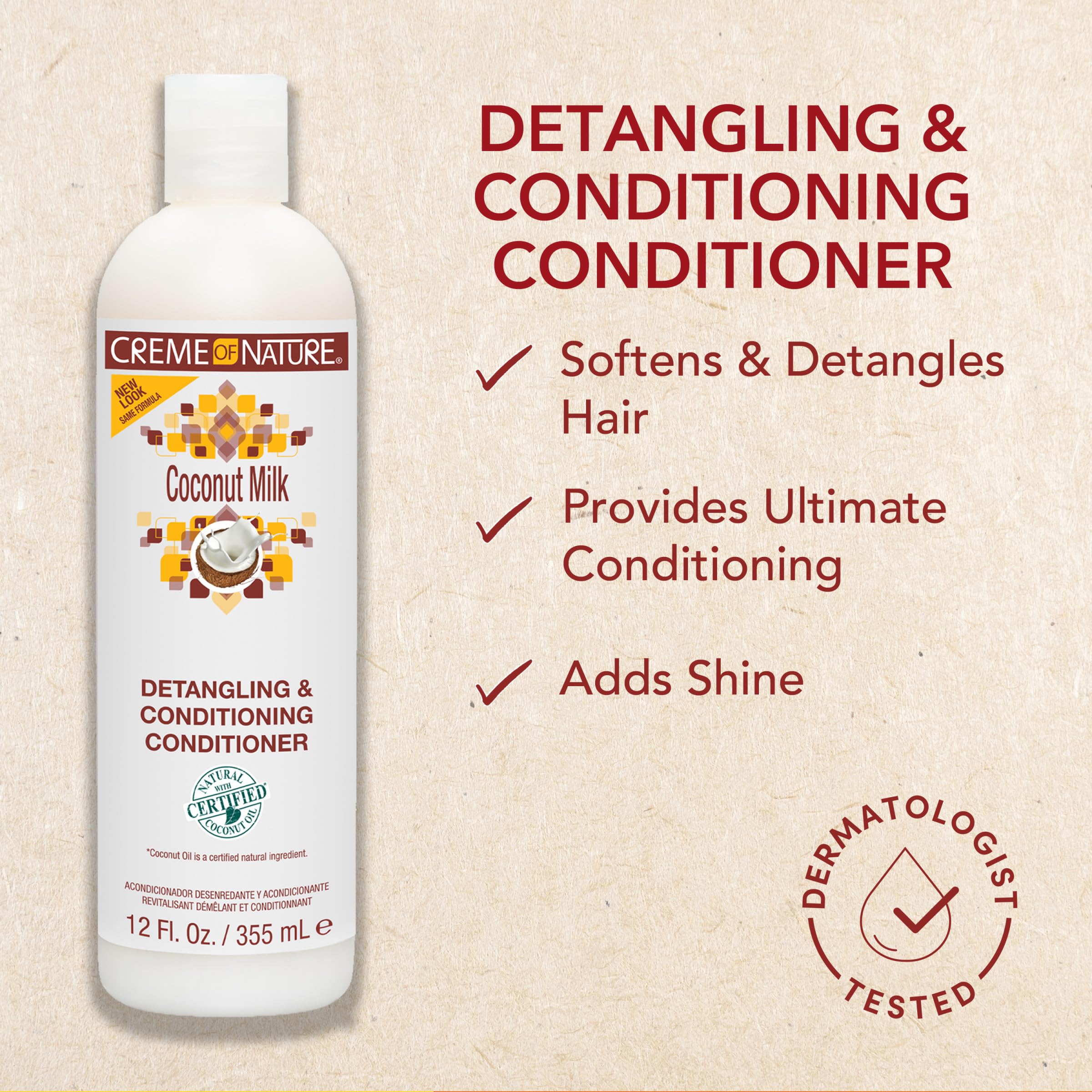 Creme of Nature Coconut Milk Detangling & Conditioning Shampoo with Certified Natural Ingredients, Moisture-Rich, Creamy Cleanser for Soft, Manageable Curly & Textured Hair, 12 oz - Image 4