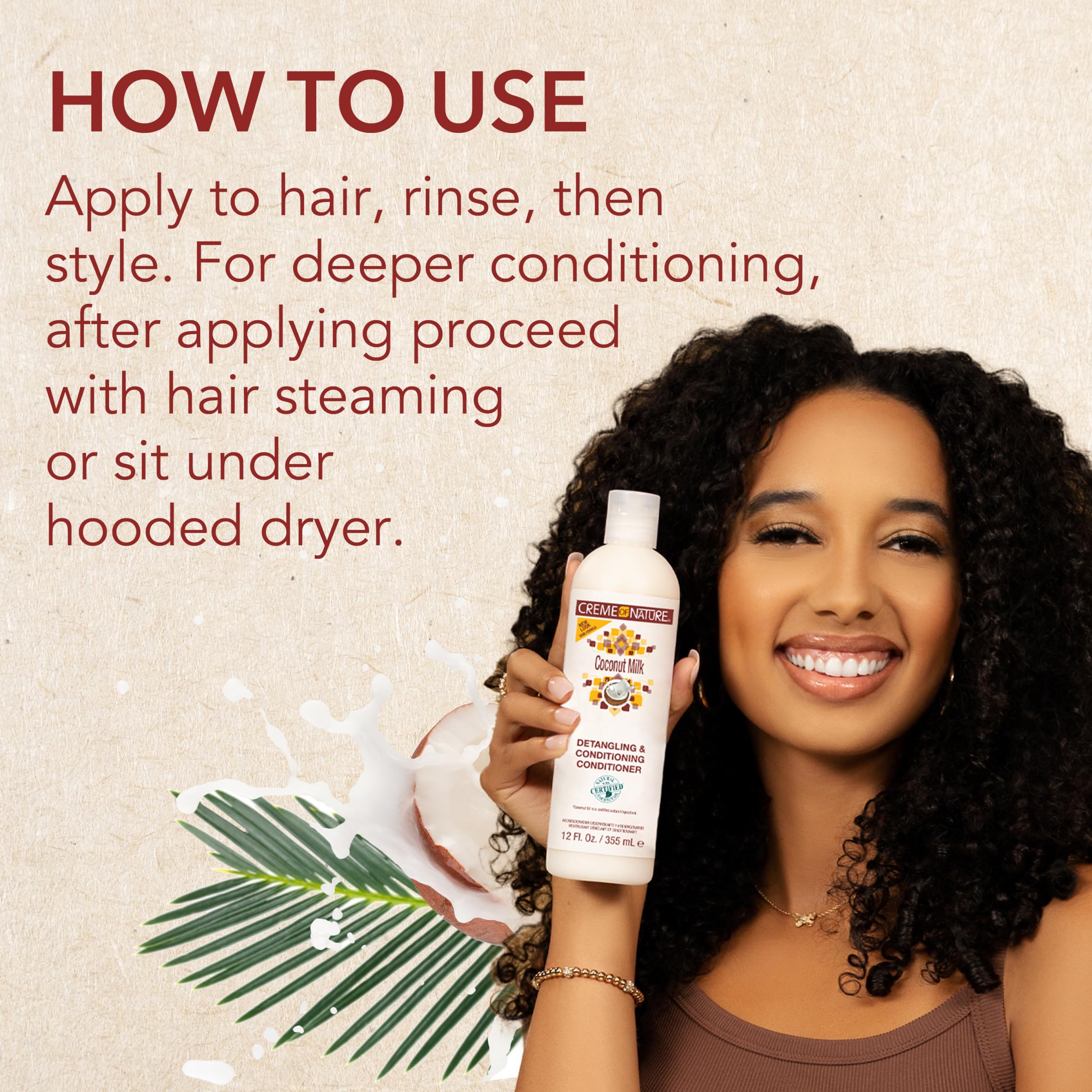 Creme of Nature Coconut Milk Detangling & Conditioning Shampoo with Certified Natural Ingredients, Moisture-Rich, Creamy Cleanser for Soft, Manageable Curly & Textured Hair, 12 oz - Image 6