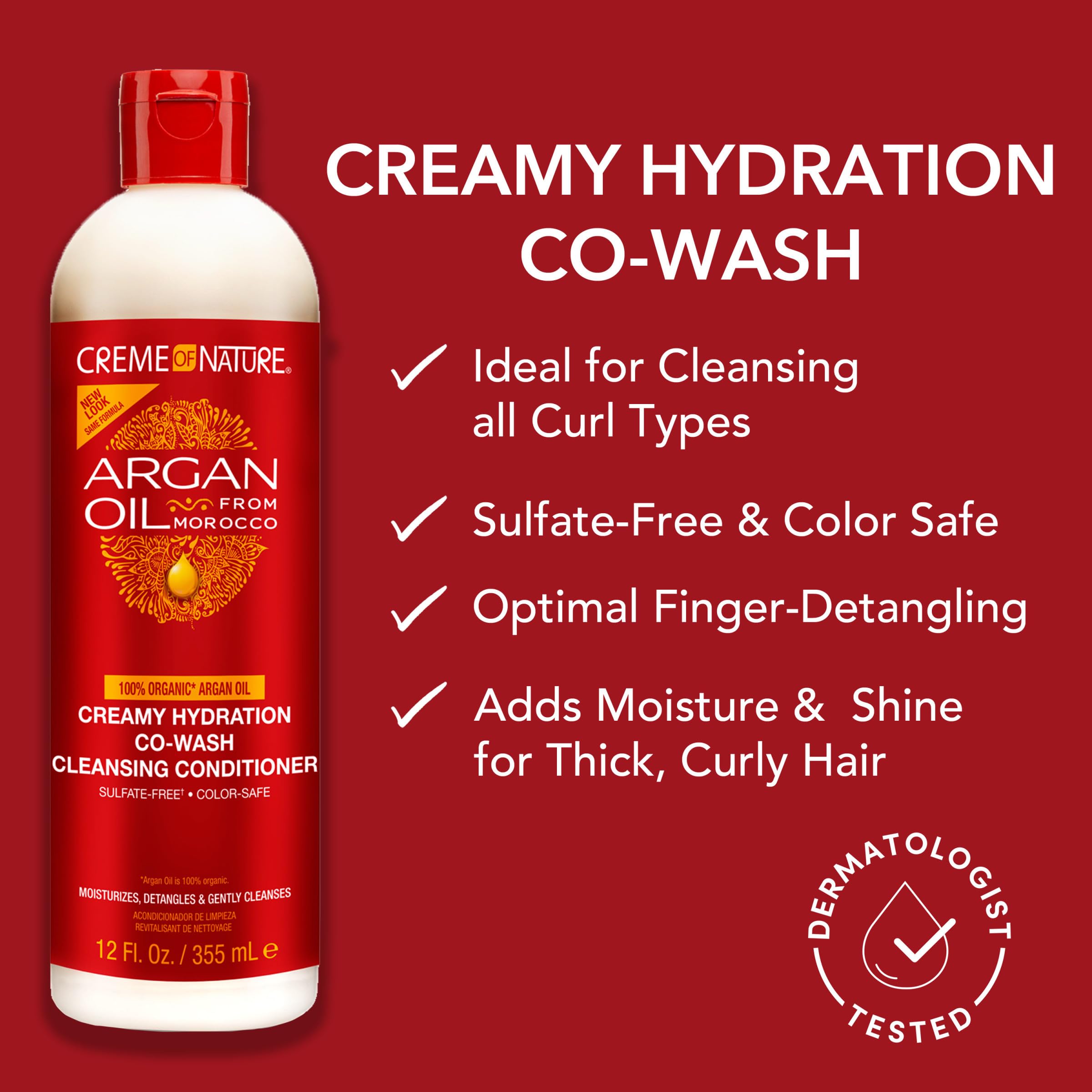 Creme of Nature Creamy Hydration Co-Wash Cleansing Conditioner, Gently Cleanses & Hydrates, Sulfate-Free, Color Safe, Infused with Argan Oil, 12 oz - Image 4