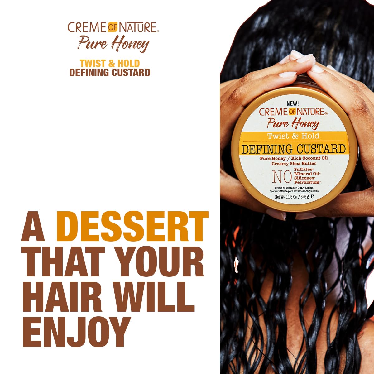 Creme of Nature Defining Custard, Pure Honey, Coconut Oil and Shea Butter Formula, Twist & Hold, 11.5 Oz - Image 3