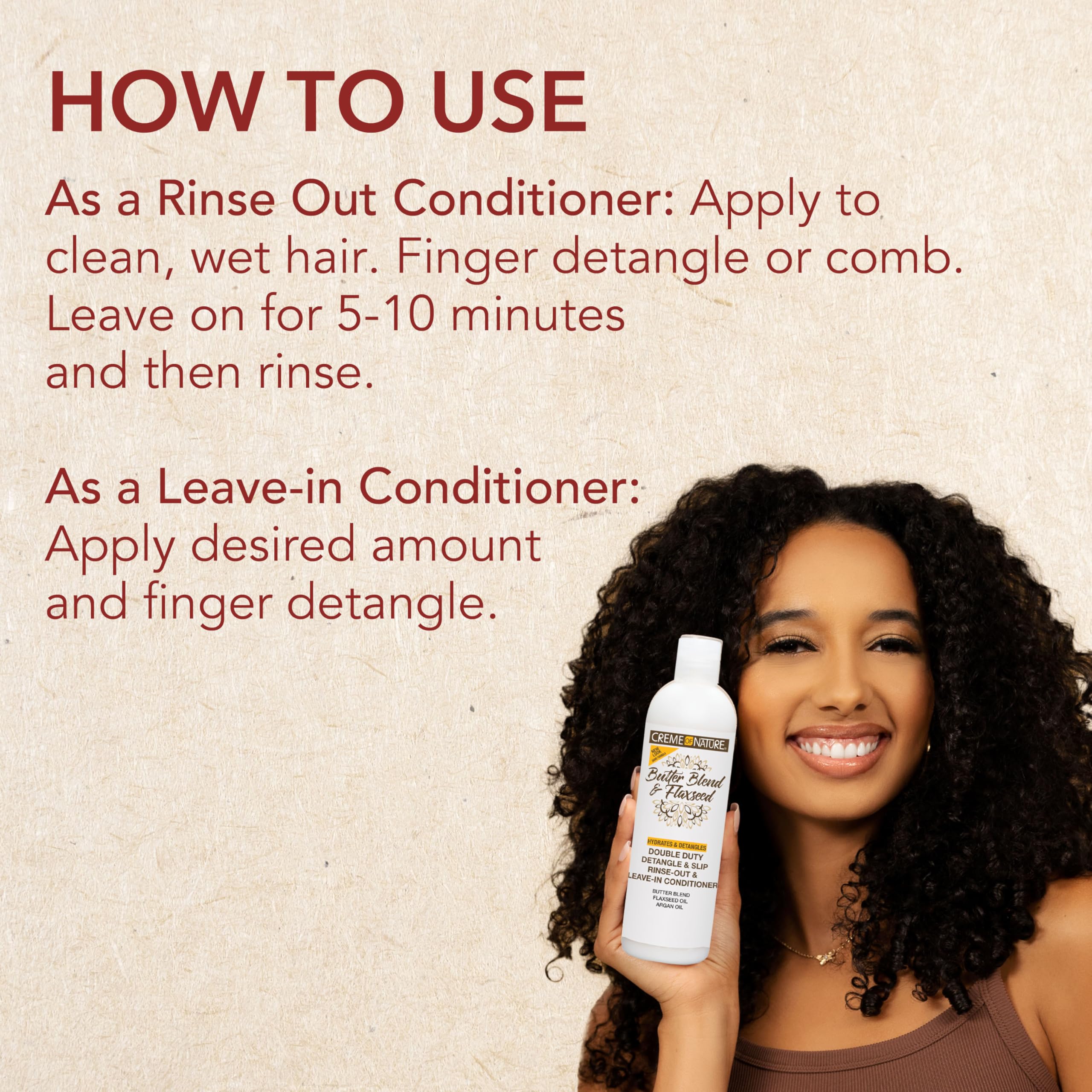 Creme of Nature Double Duty Detangle and Slip Shampoo with Butter Blend, Flaxseed and Argan Oil, Moisture-Rich Elongating Cleanser for Natural, Curly and Textured Hair, 12 oz - Image 4