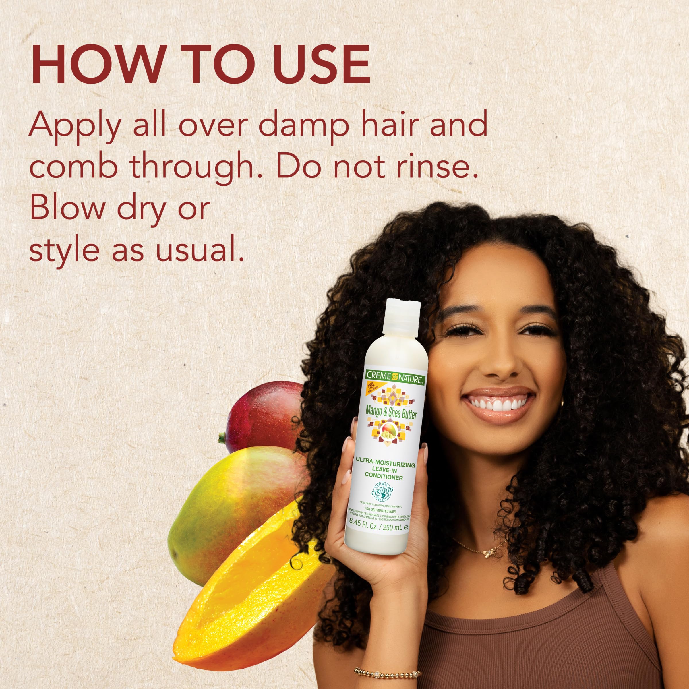 Creme of Nature Mango and Shea Butter Ultra-Moisturizing Leave In Conditioner with Certified Natural Ingredients, Creamy No-Rinse Softening Treatment for Thick, Dry, Curly and Textured Hair, 8 oz - Image 5