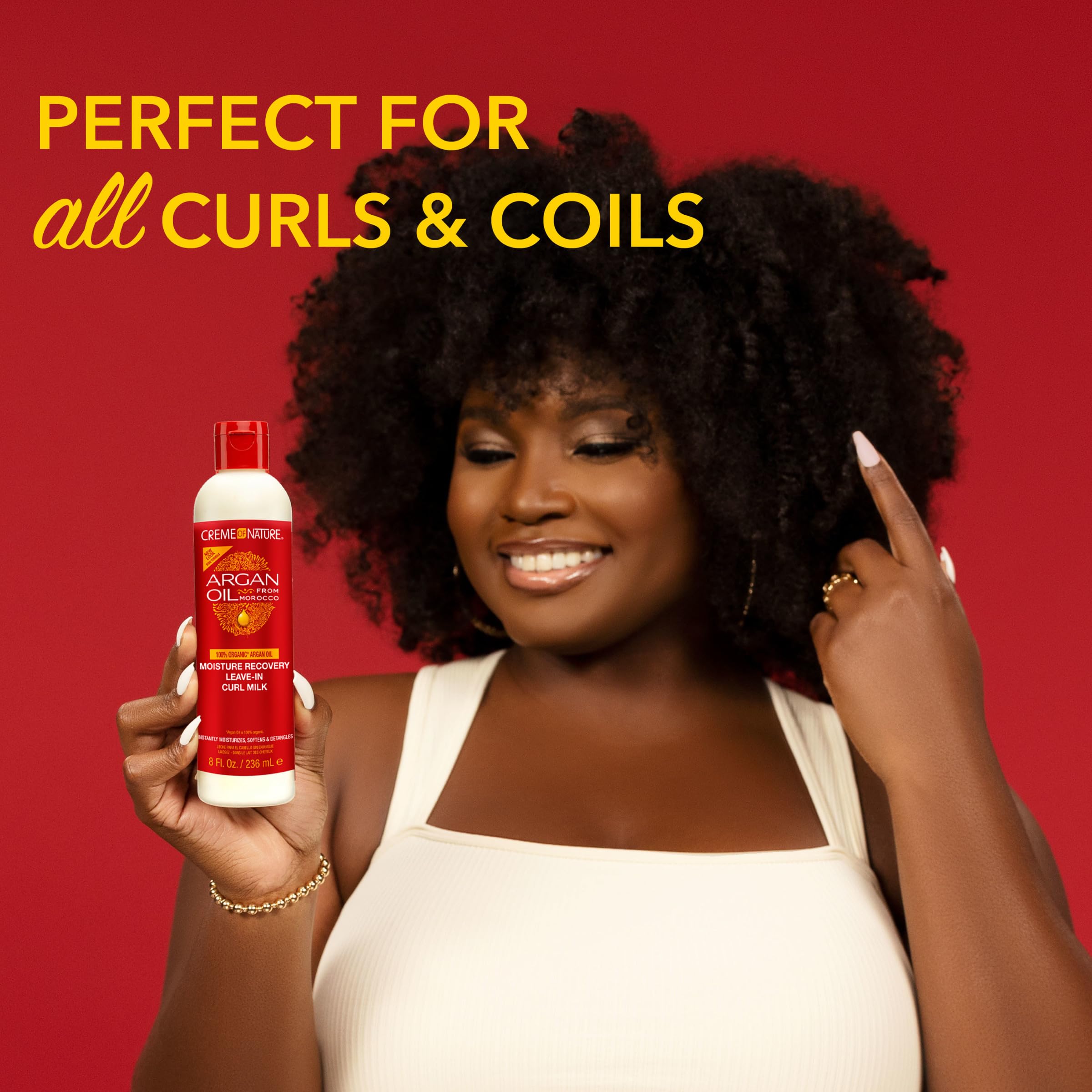 Creme of Nature Moisture Recovery Leave-In Curl Milk, Lightweight Daily Moisturizer, Detangles and Adds Shine, With Argan Oil from Morocco, 8 oz - Image 3