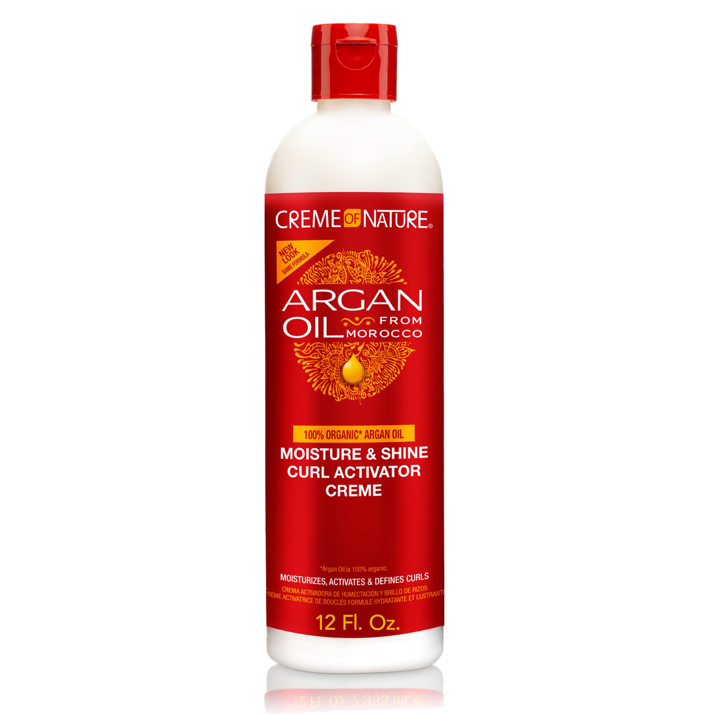 Creme of Nature Moisture & Shine Curl Activator Creme, Defines & Smooths Curls, Anti-Frizz, Hydrating Formula with Argan Oil from Morocco, 12 oz