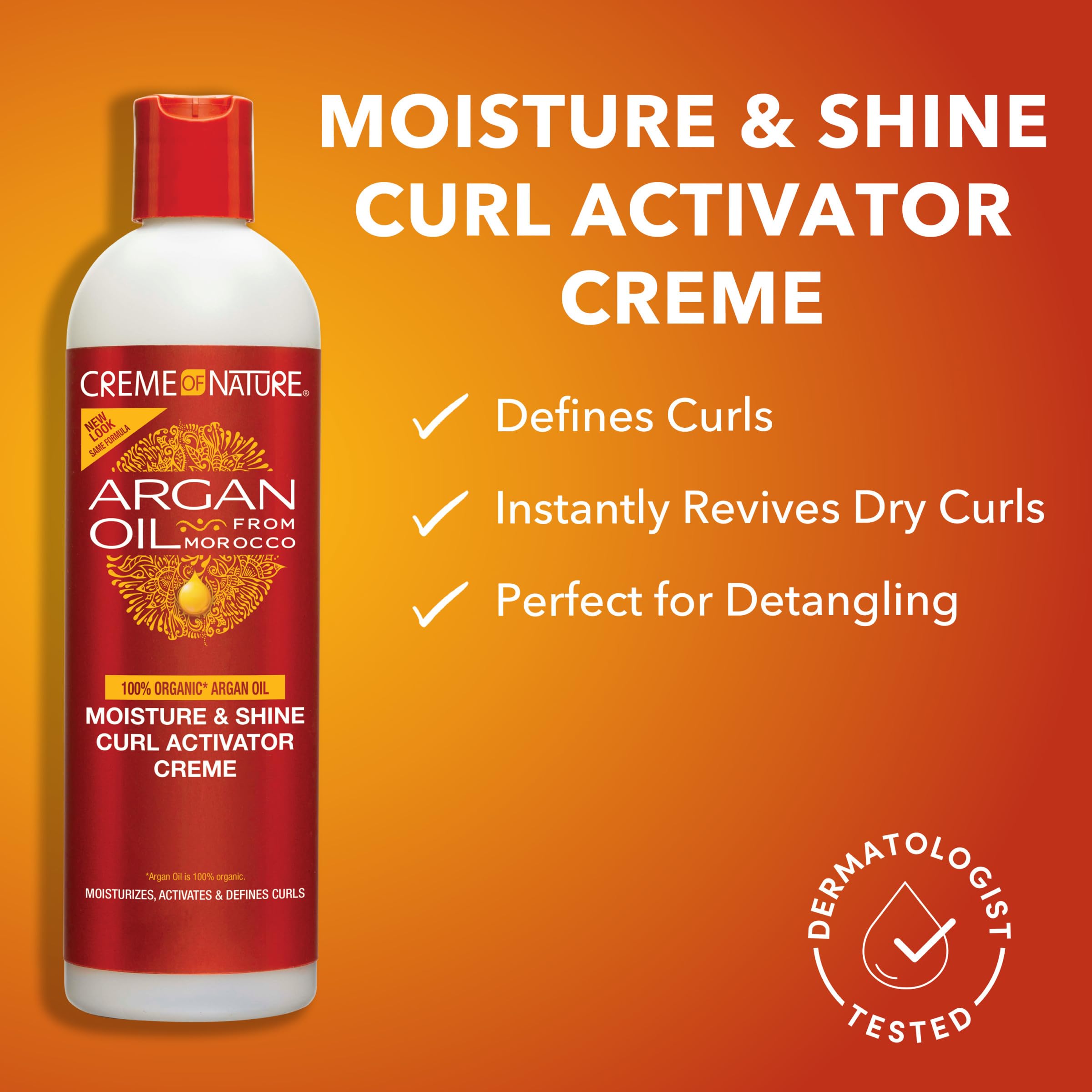 Creme of Nature Moisture & Shine Curl Activator Creme, Defines & Smooths Curls, Anti-Frizz, Hydrating Formula with Argan Oil from Morocco, 12 oz - Image 4