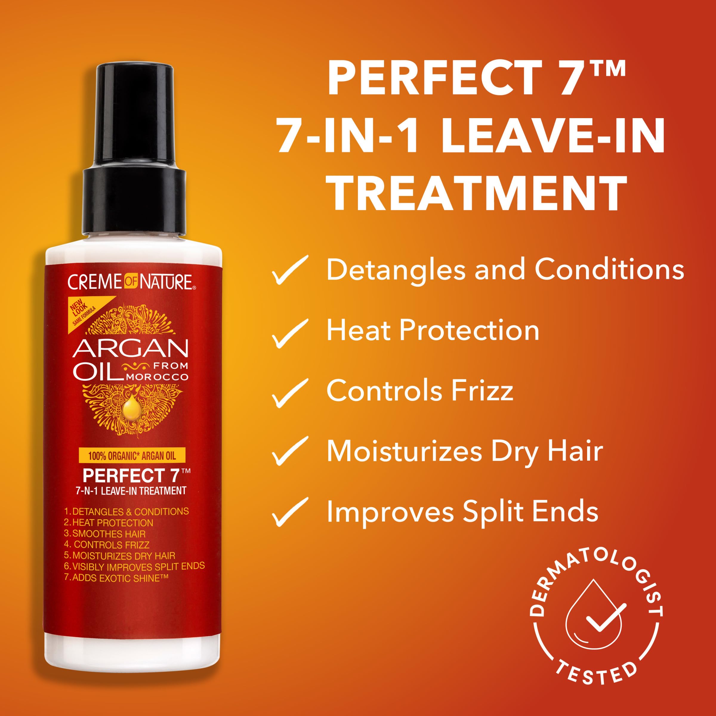 Creme of Nature Perfect 7™ Leave-In Treatment, 7-in-1 Spray For Frizz-Control, Protects From Heat and Detangles, Infused with Argan Oil, 5.1 fl oz - Image 4