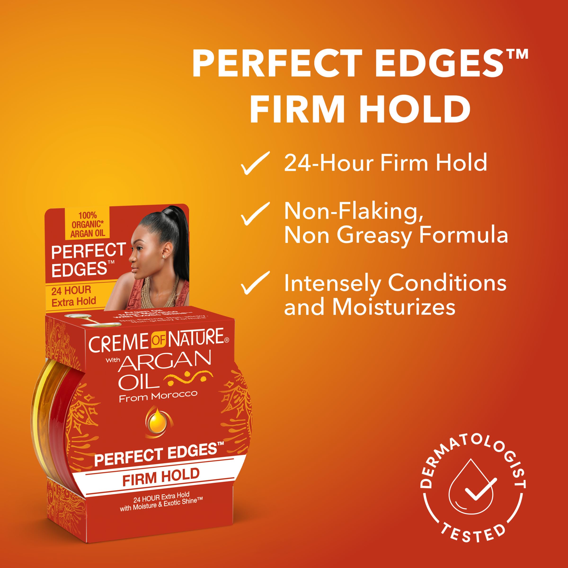 Creme of Nature Perfect Edges™ Firm Hold Edge Control Gel, 24-Hour Hold, Non-Flaking, Frizz Control, Sleek Hair Gel, Argan Oil Edge Styler, 2.25 oz - Image 5
