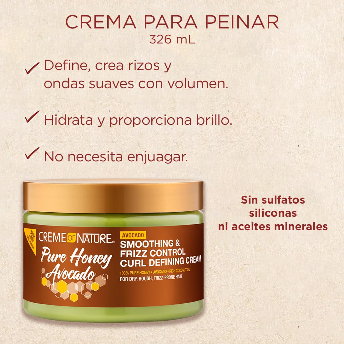 Creme of Nature Pure Honey Define Hair Food Smoothing & Frizz Control Curl Defining Cream, Defines & Softens Natural Curls, With Avocado Oil, Pure Honey & Coconut Oil, No Crunch Styling, 11.5 oz - Image 2
