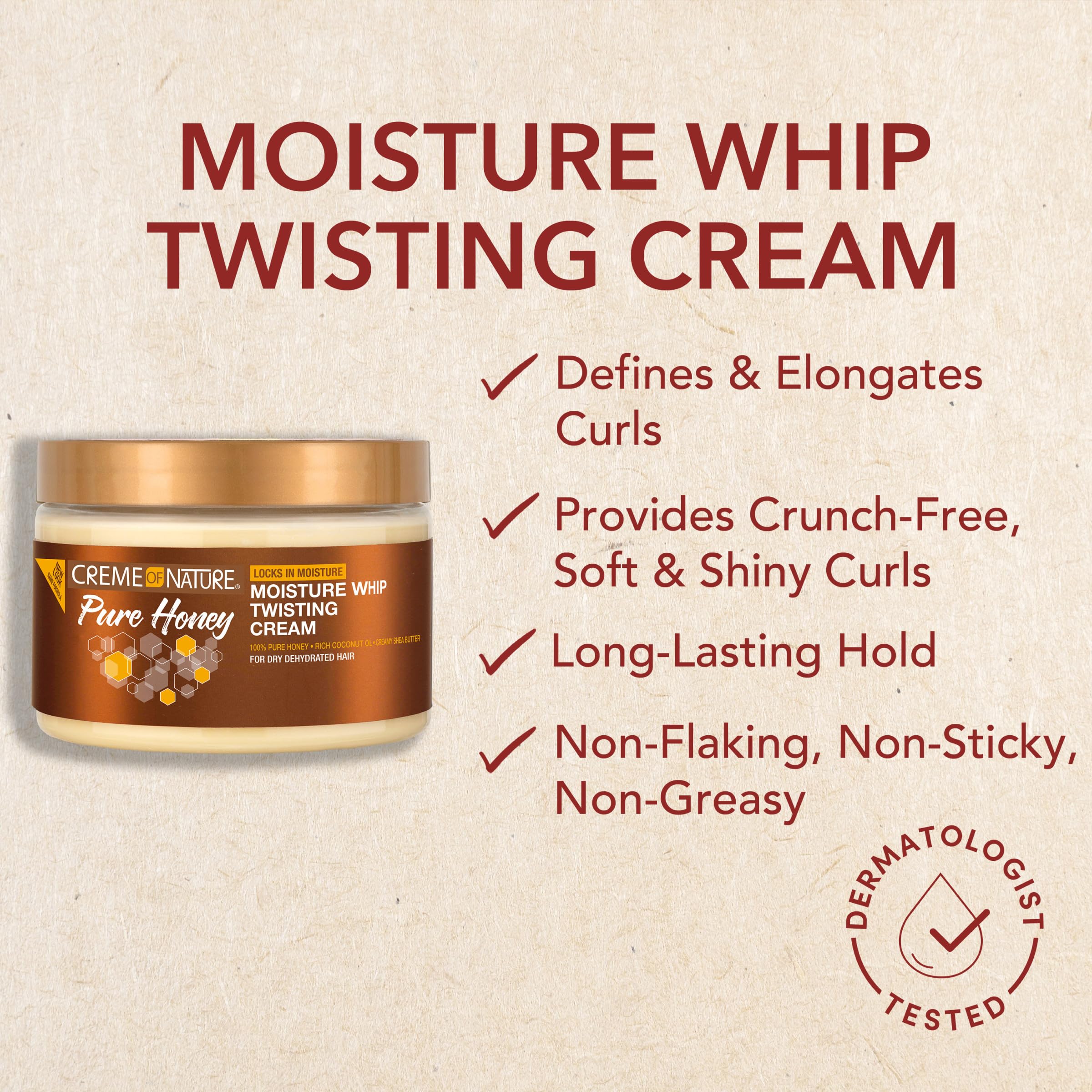 Creme of Nature Pure Honey Define Moisture Whip Twisting Cream, Defines & Elongates Curls, Long-Lasting Hold Without Crunch, With Coconut Oil & Shea Butter, 11.5 oz - Image 3