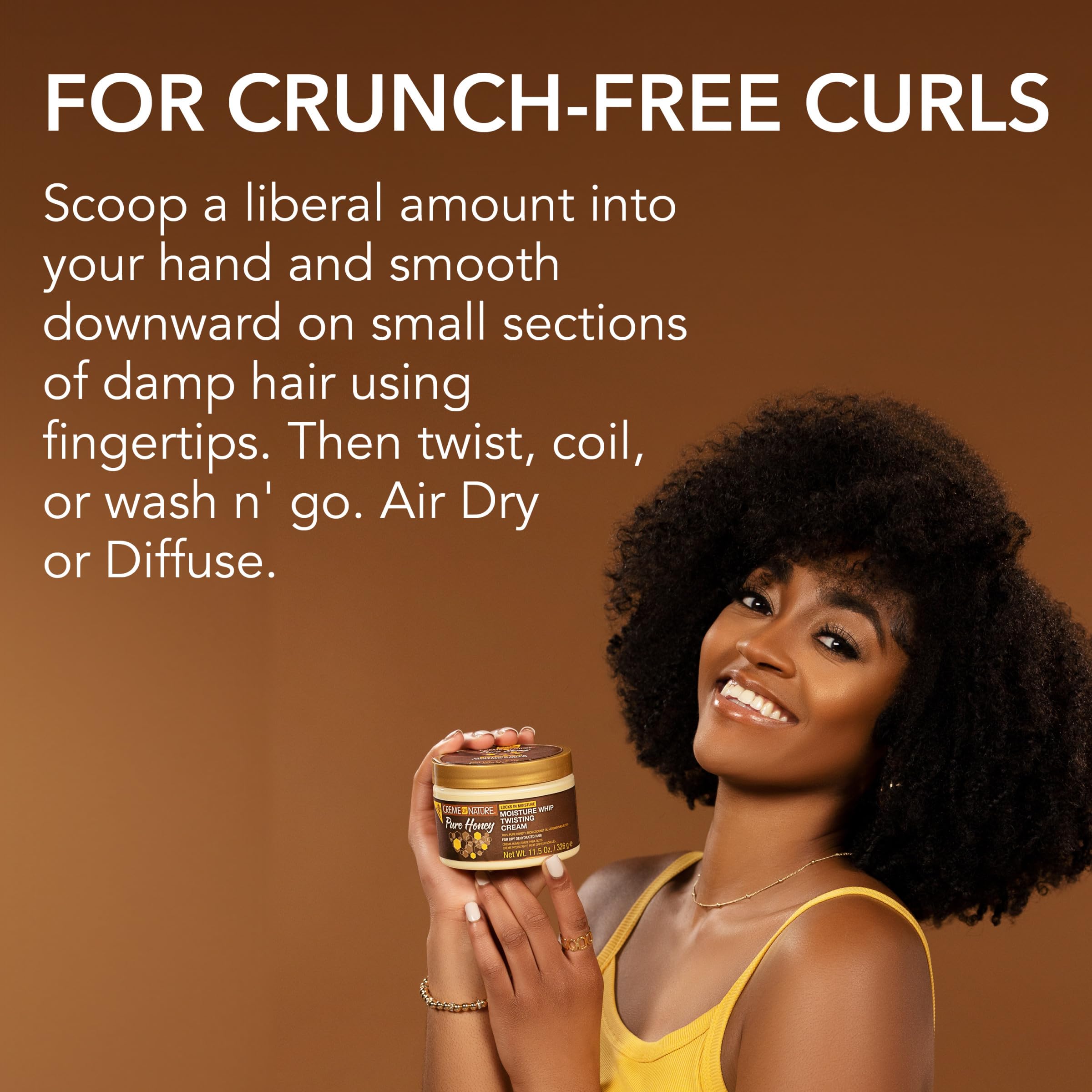 Creme of Nature Pure Honey Define Moisture Whip Twisting Cream, Defines & Elongates Curls, Long-Lasting Hold Without Crunch, With Coconut Oil & Shea Butter, 11.5 oz - Image 6