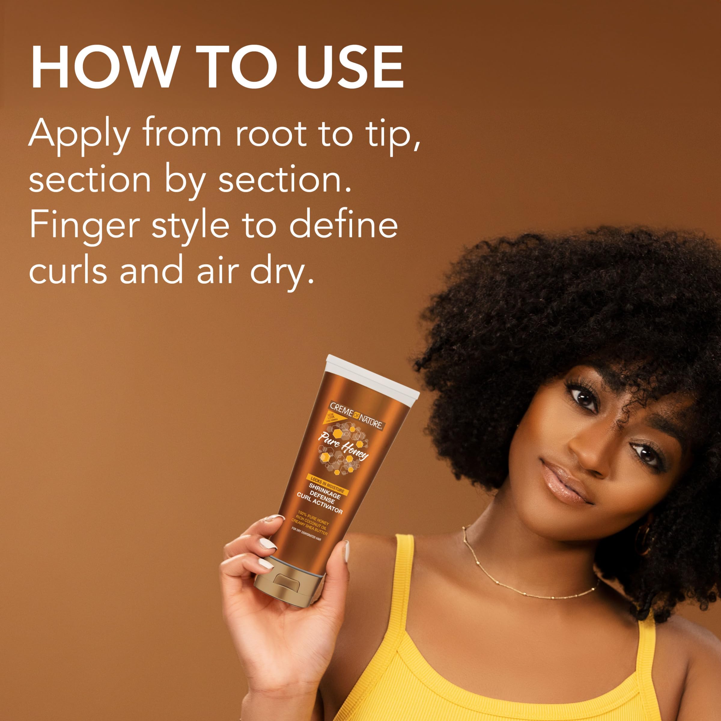 Creme of Nature Pure Honey Define Shrinkage Defense Curl Activator, Moisture-Rich Formula with Coconut Oil & Shea Butter, For Dry, Dehydrated Hair 10.5 oz - Image 8