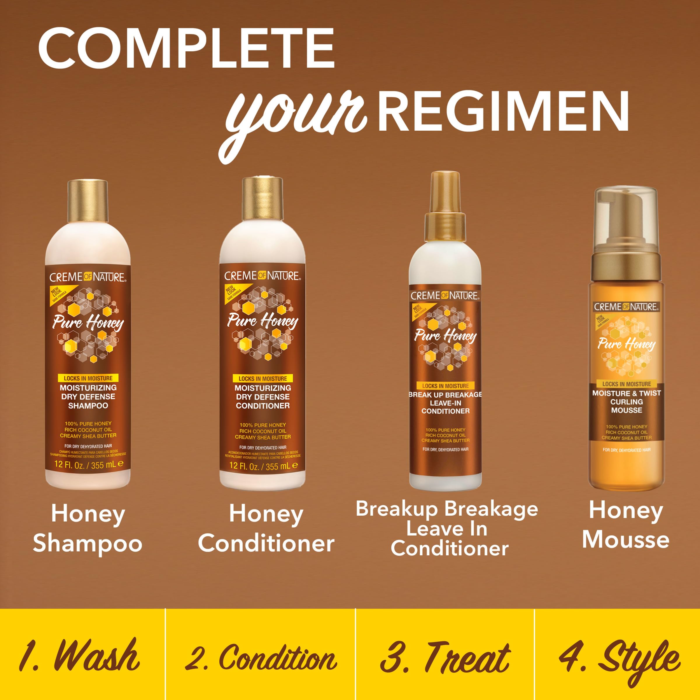 Creme of Nature Pure Honey Leave-In Conditioner, Moisture-Rich Detangler for Dry, Damaged Hair, With Coconut Oil & Shea Butter, Sulfate-Free Formula, 8 oz - Image 6