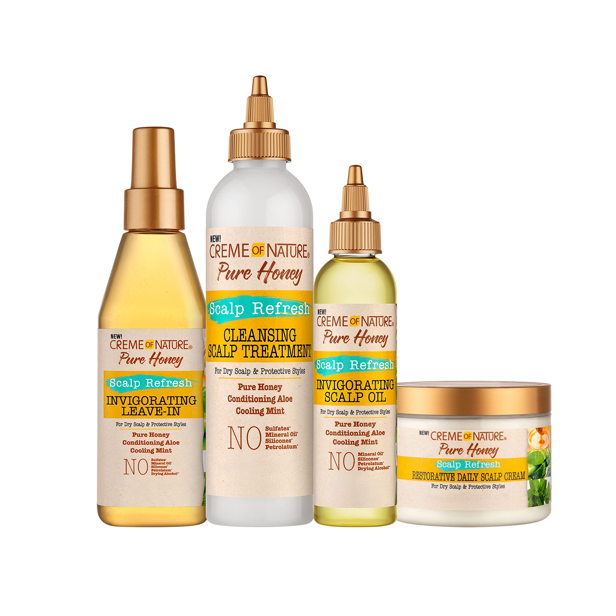 Creme of Nature Pure Honey Scalp Refresh Cleansing Scalp Treatment, No-Rinse Formula with Aloe, Mint & Honey, Dissolves Buildup & Refreshes Scalp, 8 oz - Image 5