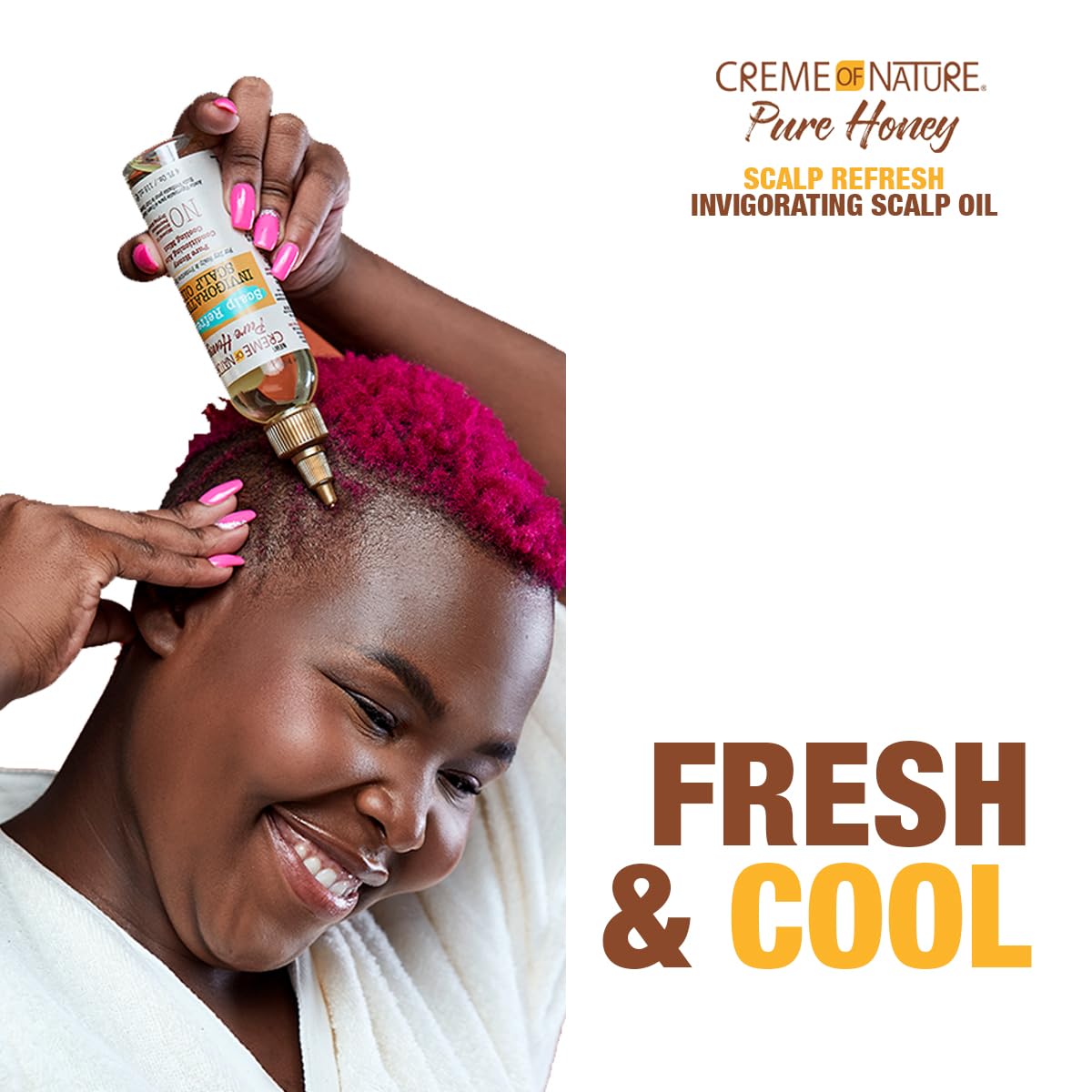 Creme of Nature Pure Honey Scalp Refresh Invigorating Scalp Treatment Oil, Lightweight Formula with Mint & Aloe, Moisture & Shine for All Hair Types & Styles, 4.2 oz - Image 4