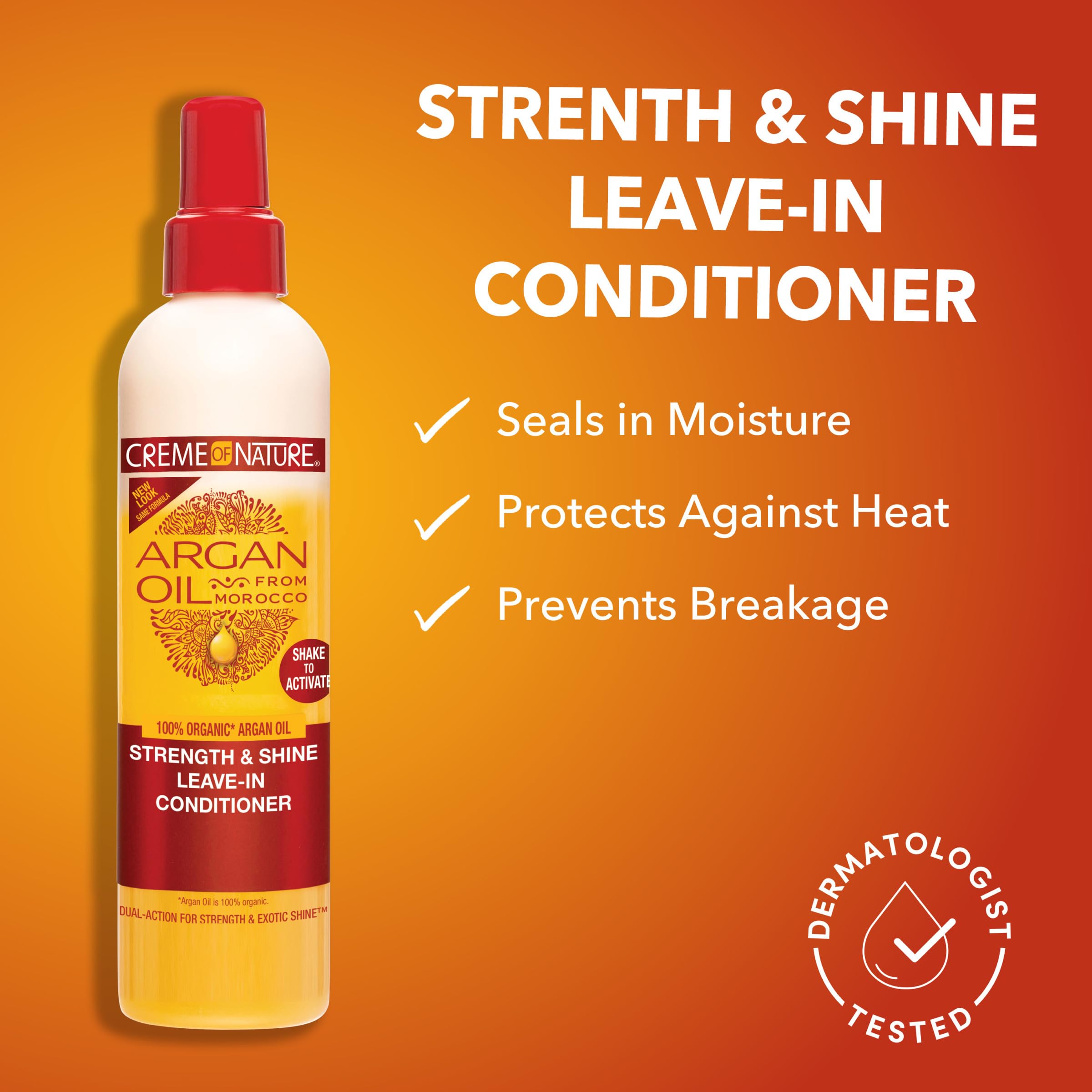 Creme of Nature Strength & Shine Leave-In Conditioner, Dual-Action Moisture & Protection, Infused with 100% Organic Argan Oil from Morocco, 8.45 fl oz - Image 4