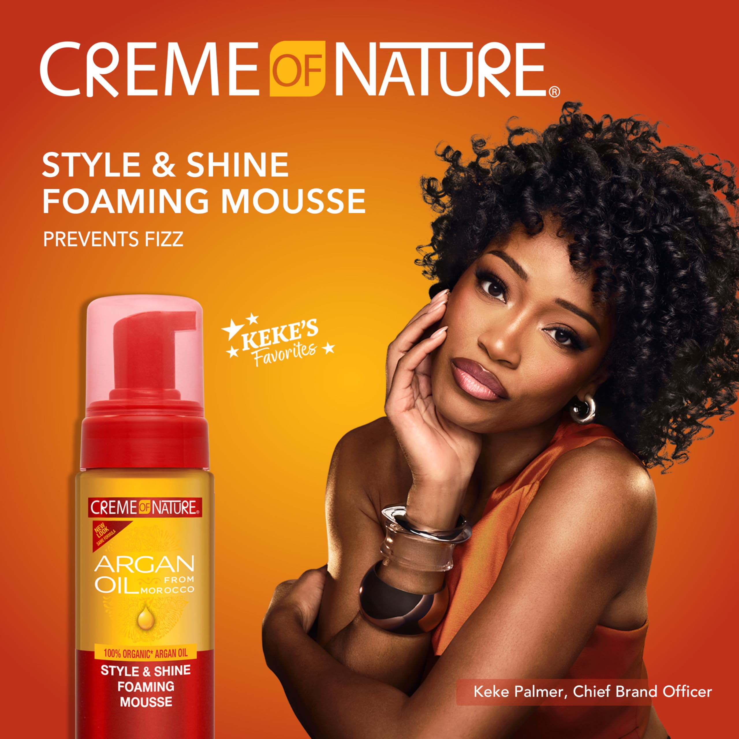 Creme of Nature Style & Shine Foaming Mousse, Defines Curls & Controls Frizz, Moisturizes Hair while Adding Shine with Argan Oil from Morocco, 7 fl oz - Image 2