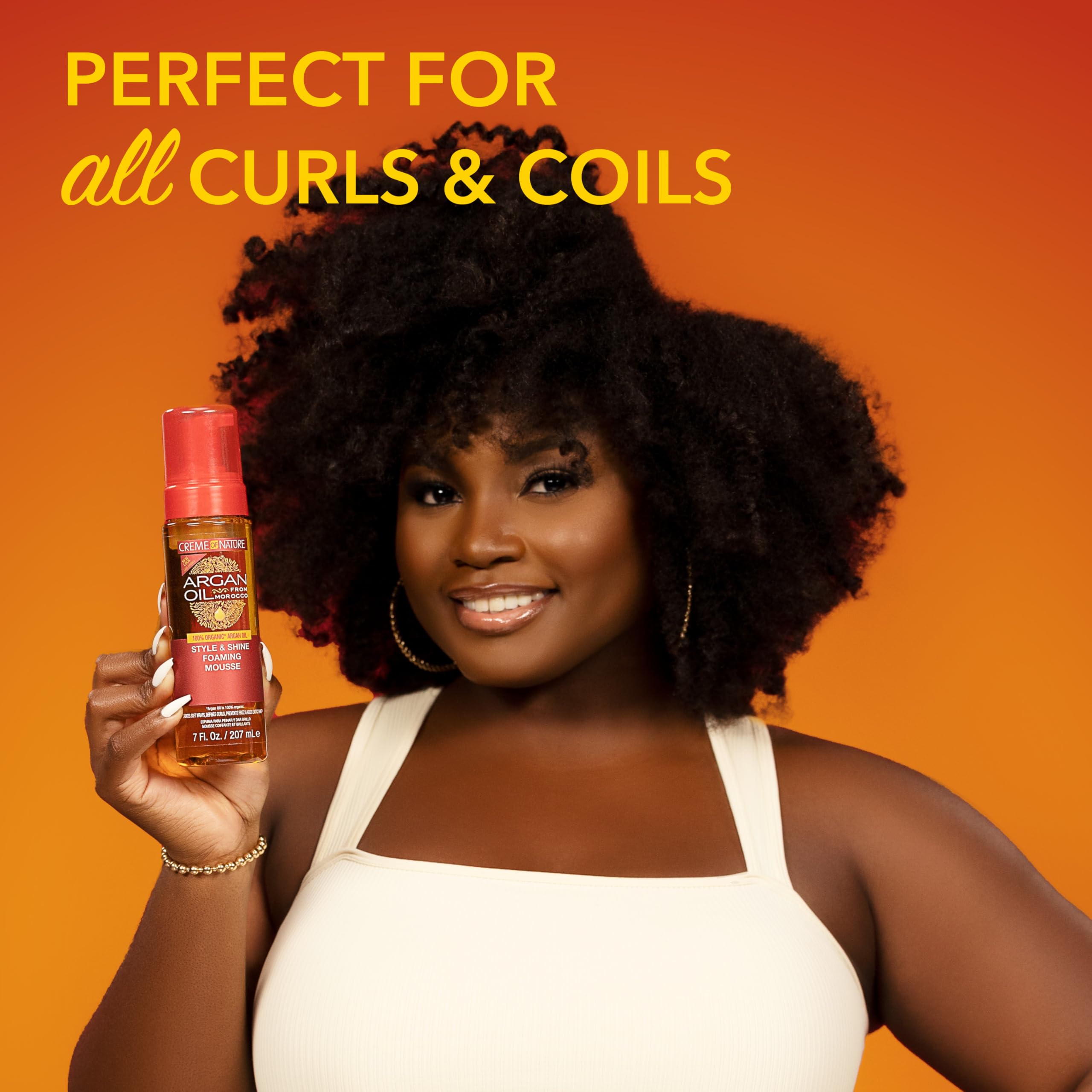 Creme of Nature Style & Shine Foaming Mousse, Defines Curls & Controls Frizz, Moisturizes Hair while Adding Shine with Argan Oil from Morocco, 7 fl oz - Image 3