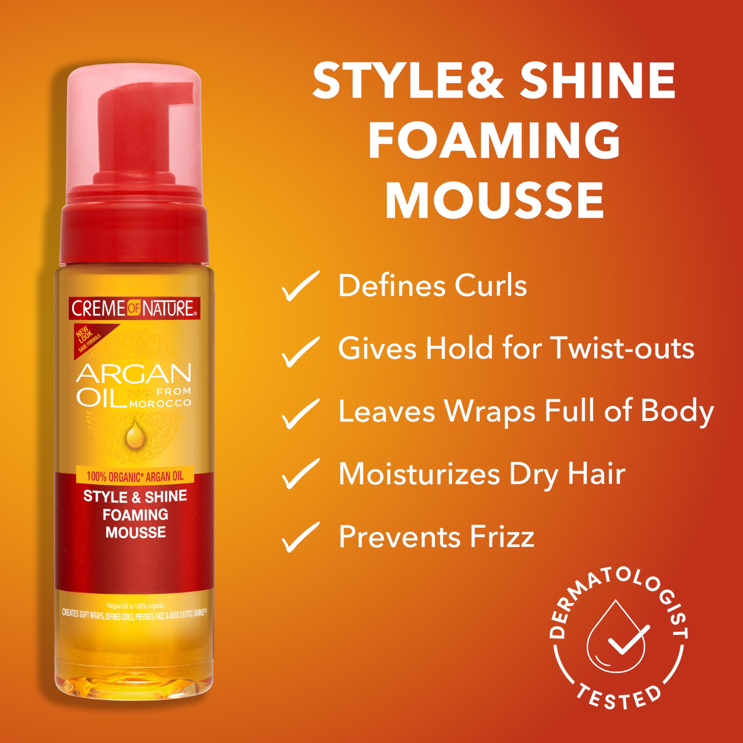 Creme of Nature Style & Shine Foaming Mousse, Defines Curls & Controls Frizz, Moisturizes Hair while Adding Shine with Argan Oil from Morocco, 7 fl oz - Image 4