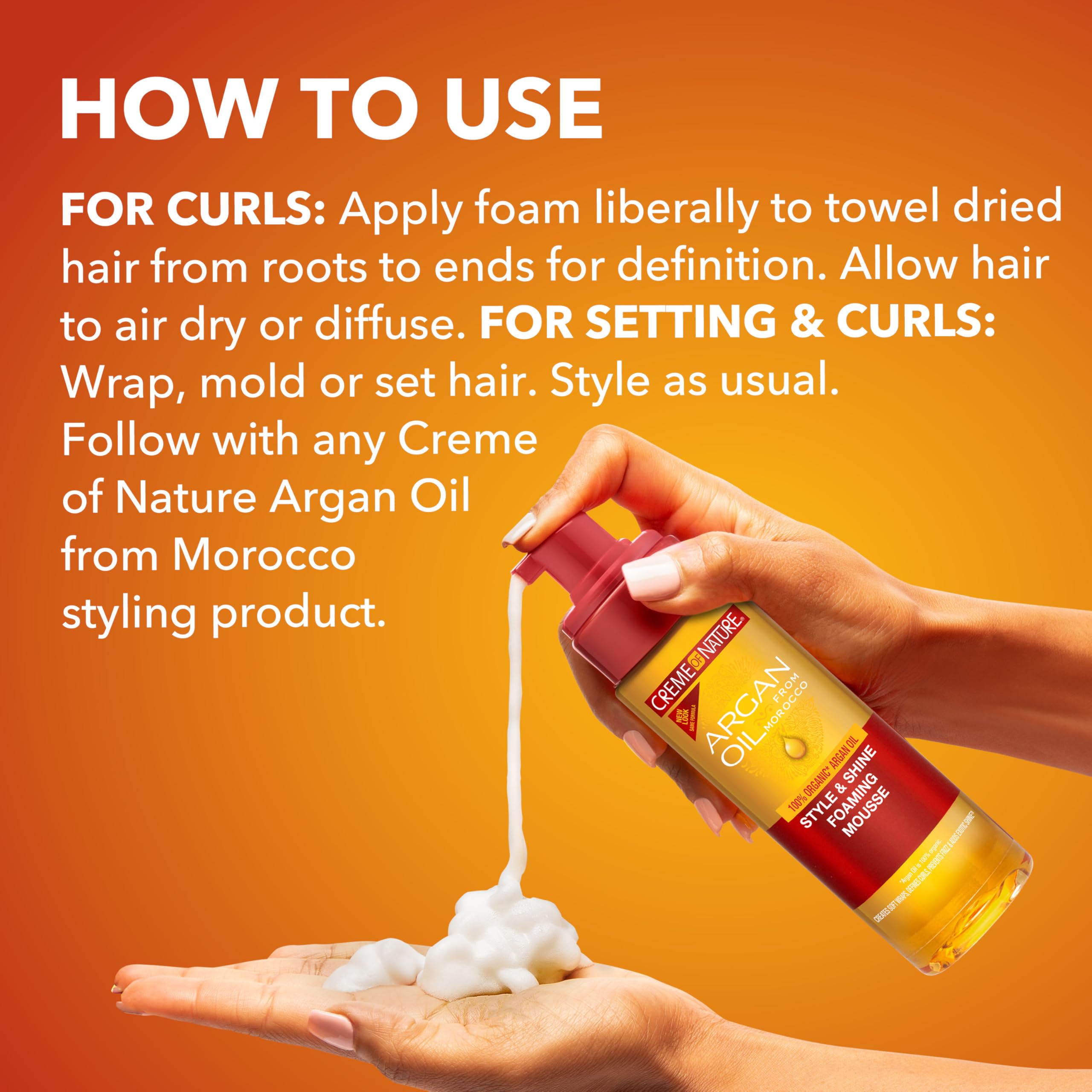 Creme of Nature Style & Shine Foaming Mousse, Defines Curls & Controls Frizz, Moisturizes Hair while Adding Shine with Argan Oil from Morocco, 7 fl oz - Image 6