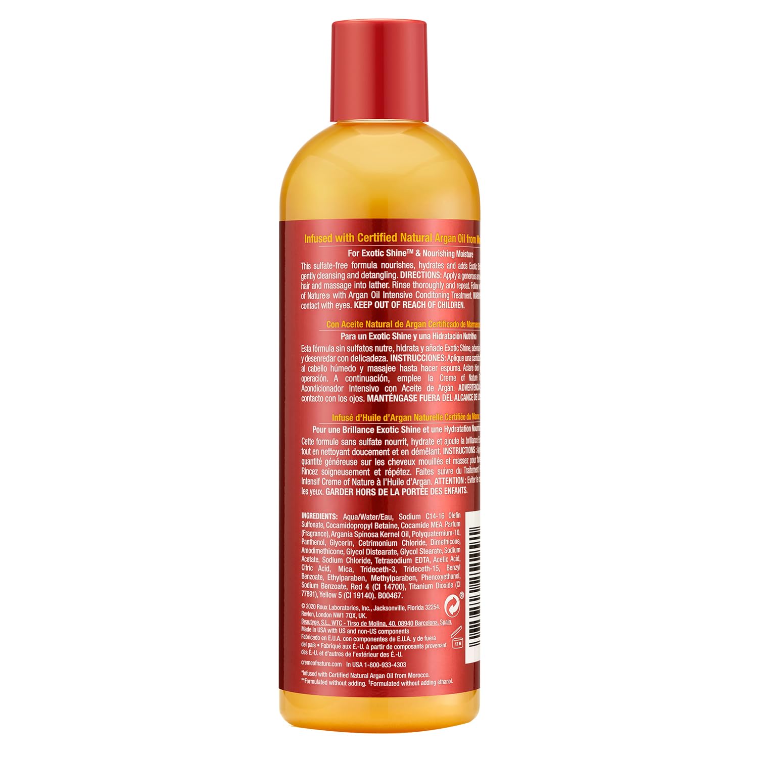 Creme of Nature Sulfate-Free Moisture & Shine Shampoo, Gently Cleanses, Hydrates & Detangles, Infused with 100% Pure Argan Oil from Morocco, 12 fl oz - Image 2