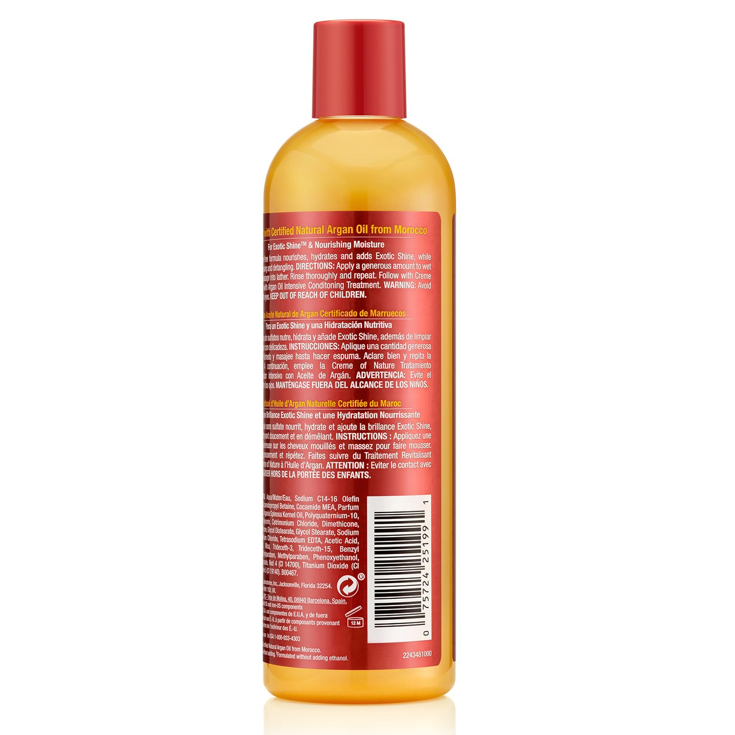 Creme of Nature Sulfate-Free Moisture & Shine Shampoo, Gently Cleanses, Hydrates & Detangles, Infused with 100% Pure Argan Oil from Morocco, 12 fl oz - Image 3