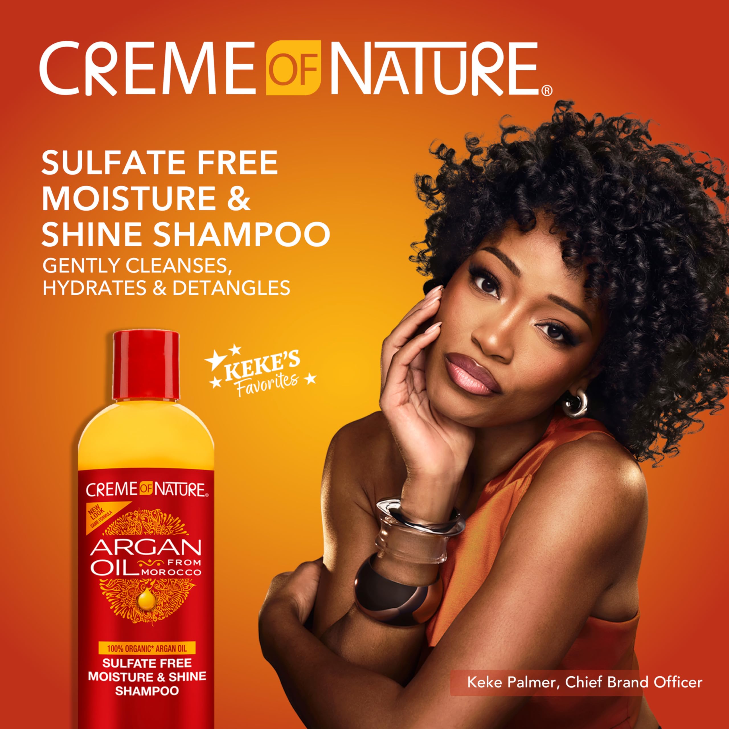 Creme of Nature Sulfate-Free Moisture & Shine Shampoo, Gently Cleanses, Hydrates & Detangles, Infused with 100% Pure Argan Oil from Morocco, 12 fl oz - Image 5