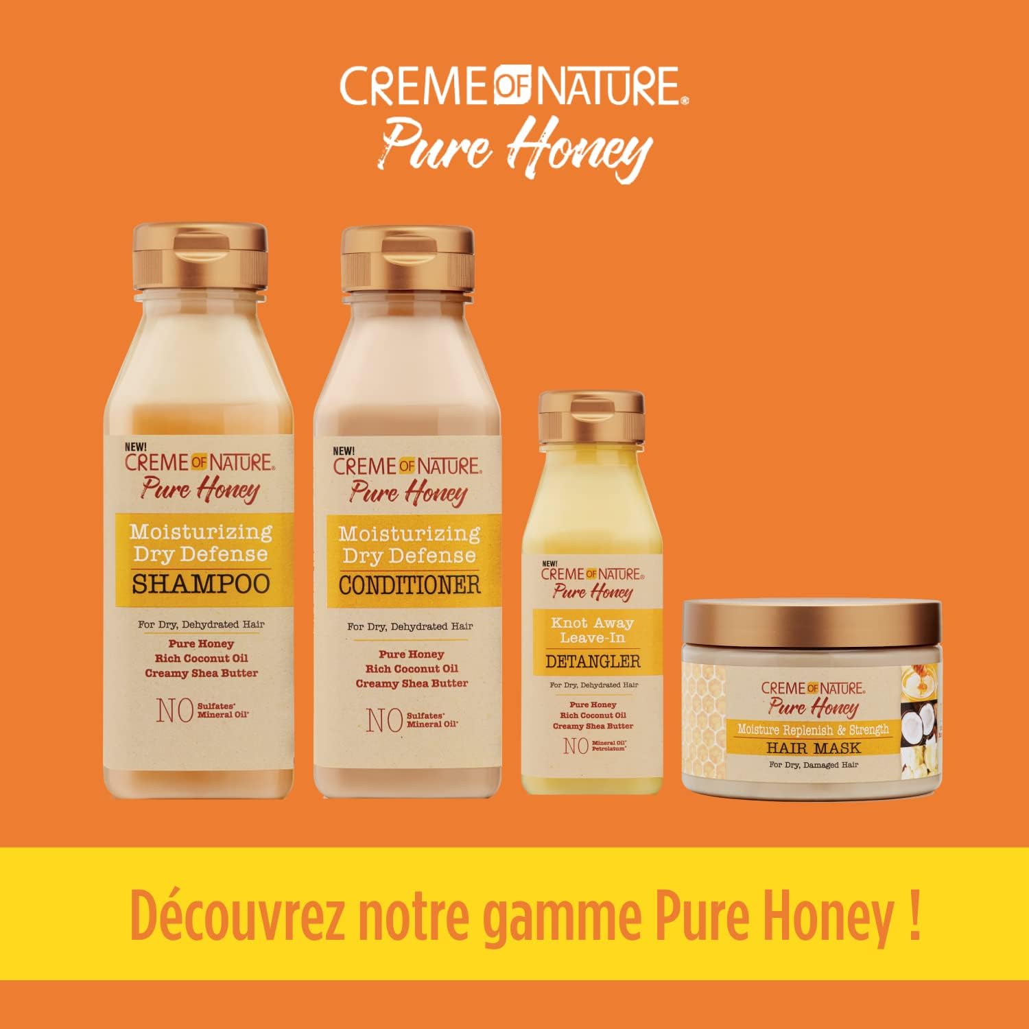 Hair Mask by Creme of Nature, Pure Honey, Coconut Oil and Shea Butter Formula, Moisture Replenish & Strength, 11.5 Oz - Image 6